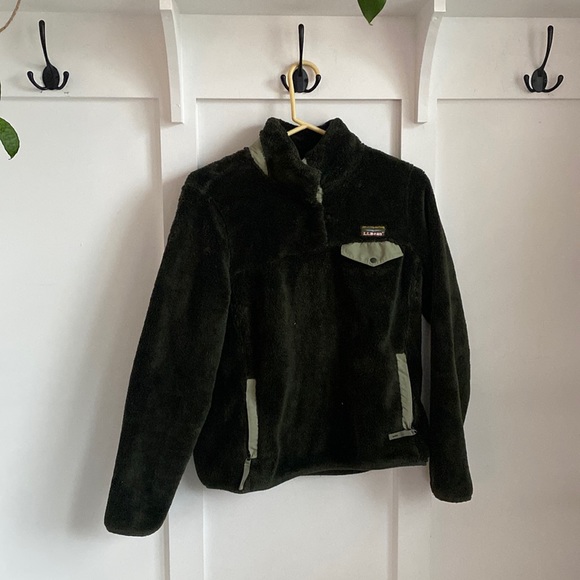 Ll Bean Women’s Petite Small fleece sherpa pullover in forest green - Picture 1 of 2